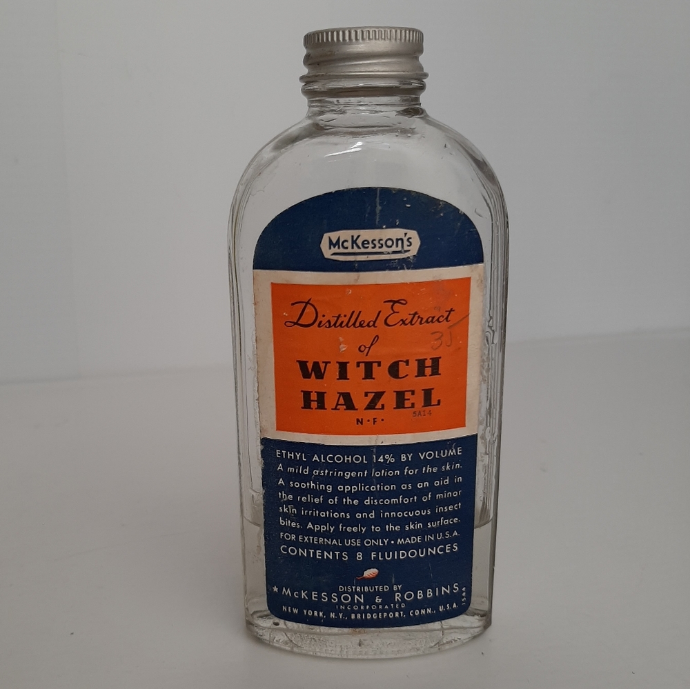 Vintage McKesson's Distilled Extract of Witch Hazel Collectable Bottle